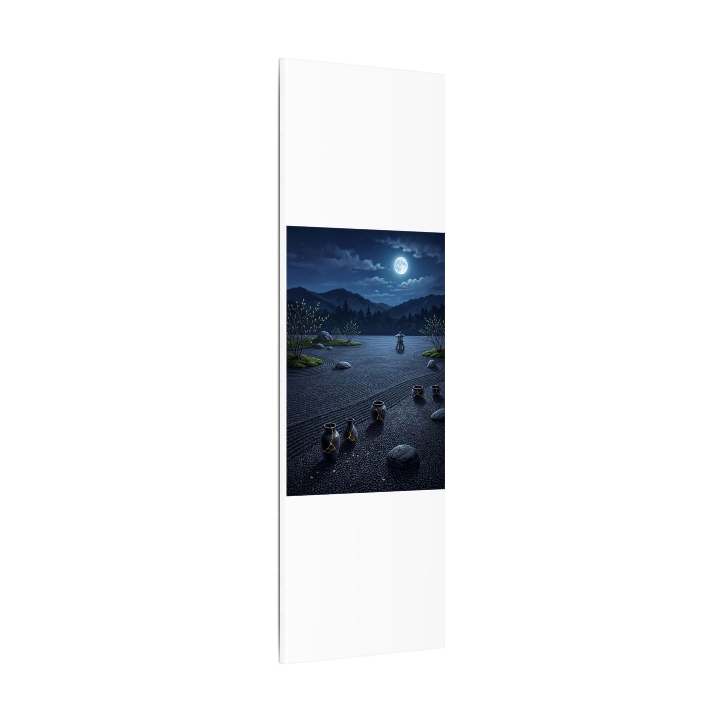 Kintsugi Moonlit Garden in Moonlight | Gold Repair Canvas Art