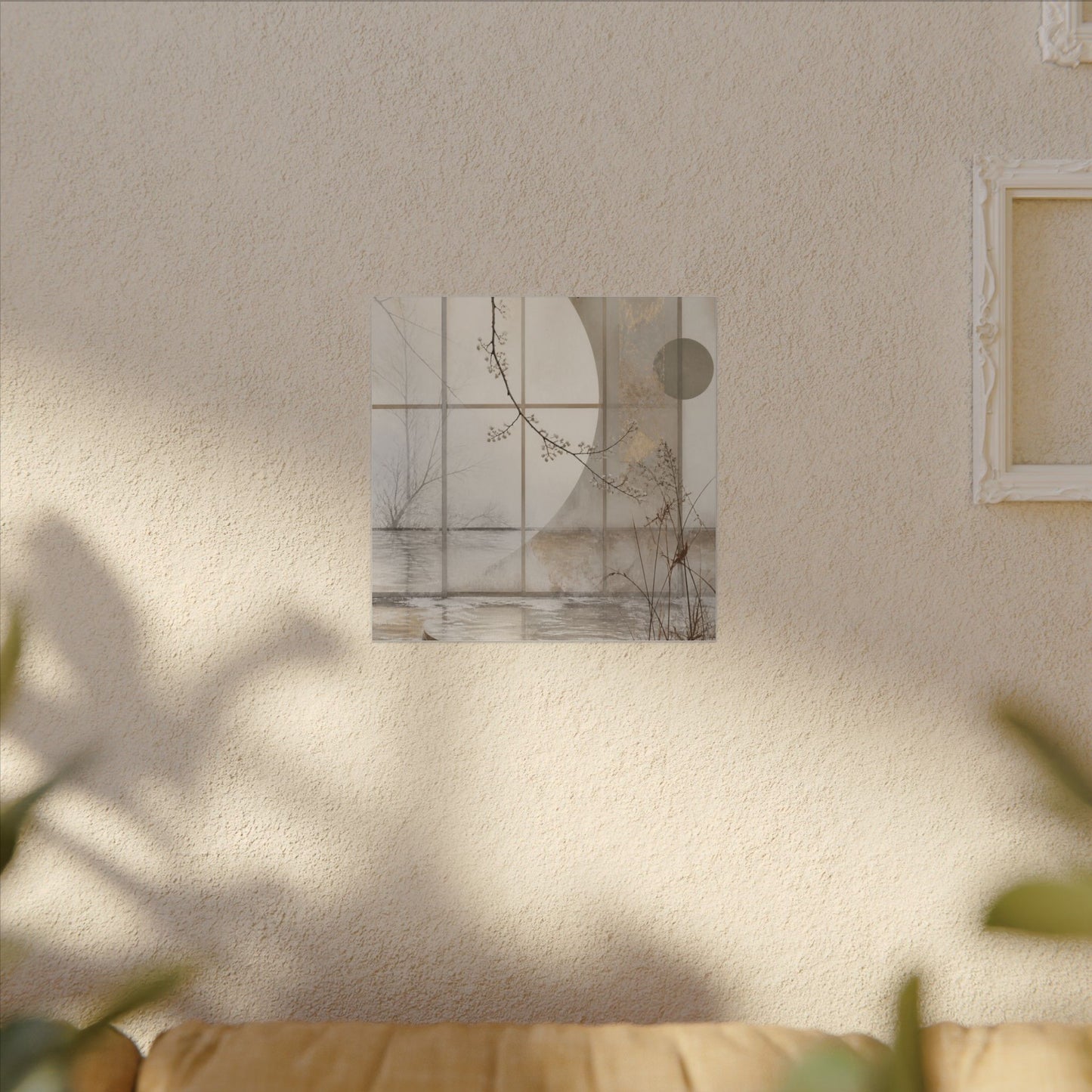 Winter Shoji Screen Japanese Pattern Canvas Art | Elegant Decor