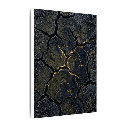 Overcast Cracked Earth Canvas Art - Dark Japandi Ma