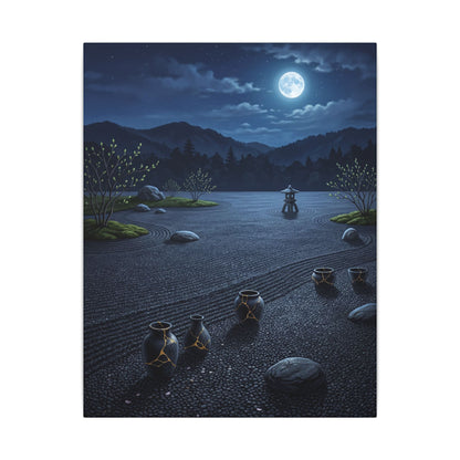 Kintsugi Moonlit Garden in Moonlight | Gold Repair Canvas Art