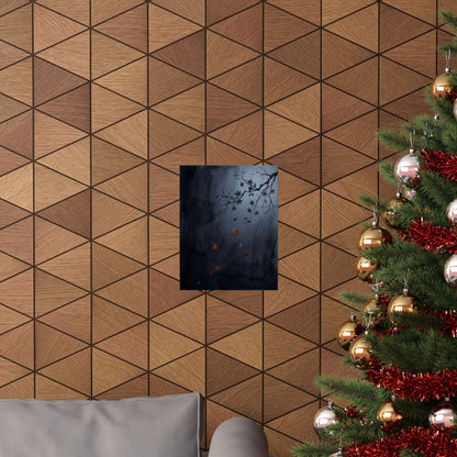 Moonlight Cherry Blossom Wall Art Print - Dark Japandi Ma