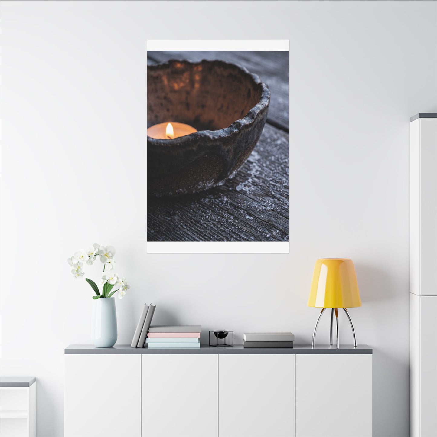 Atmospheric Ceramic Bowl Canvas Art - Moody Minimal Dark Japandi