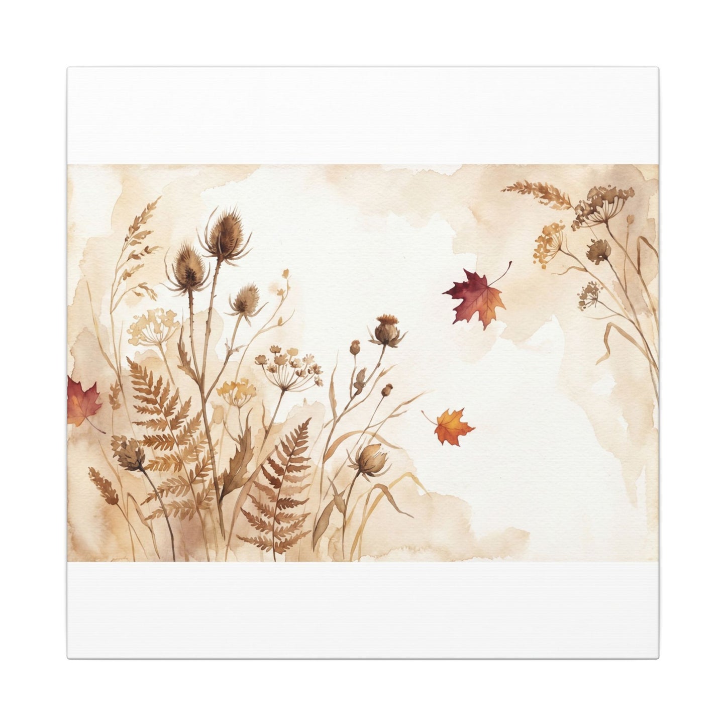 Dried Flowers Canvas Art | Autumn Japandi Watercolor Art
