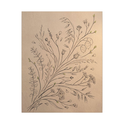 Dried Flowers Canvas Art | Spring Japandi Minimal Line Art