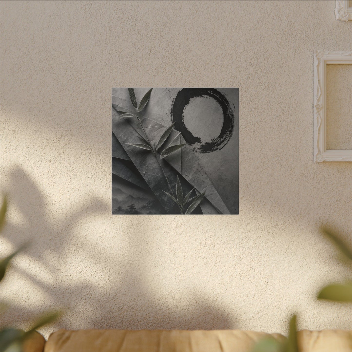 Winter Paper Fold Enso Canvas Art | Serene Decor