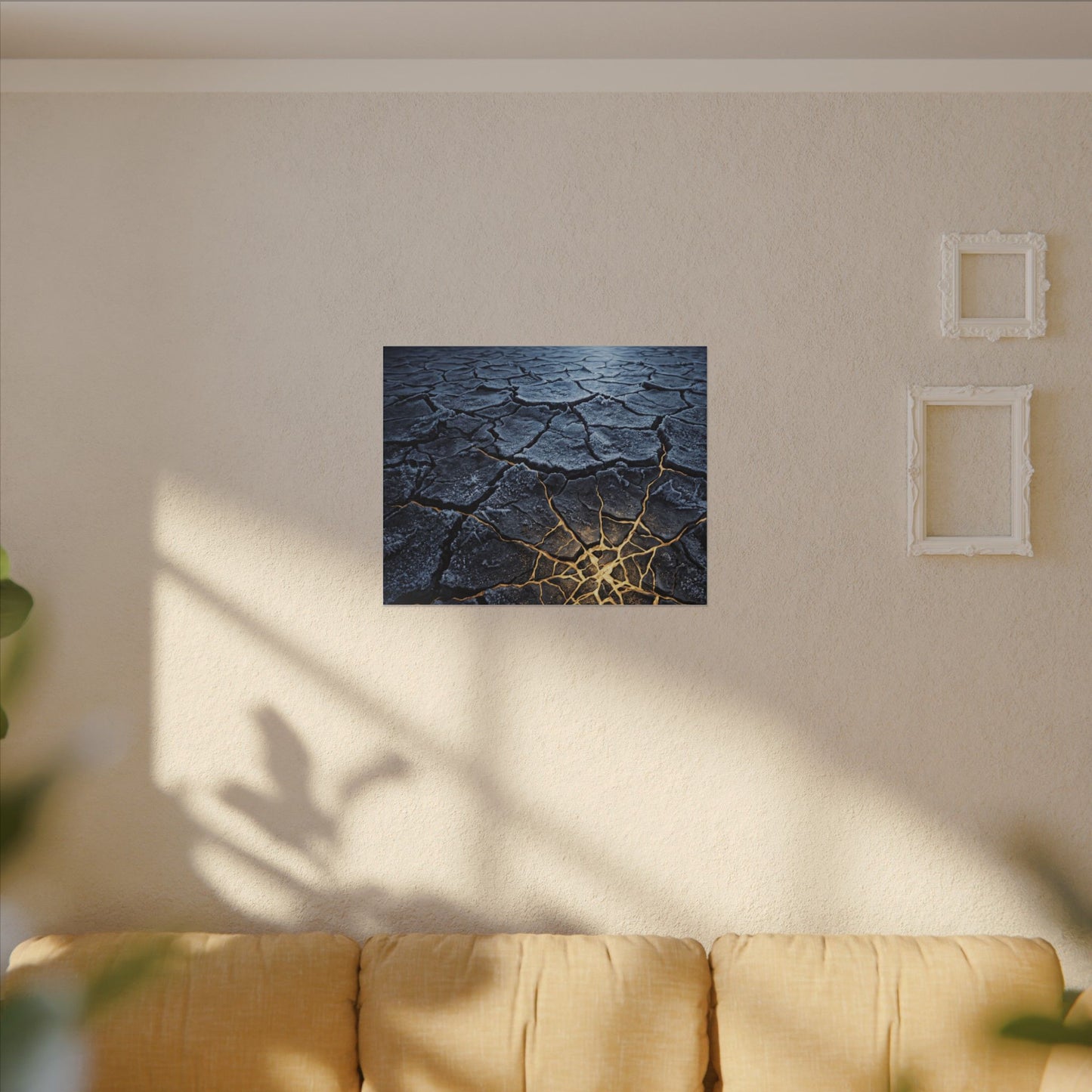 Moonlight Cracked Earth Canvas Art - Kintsugi Mono No Aware