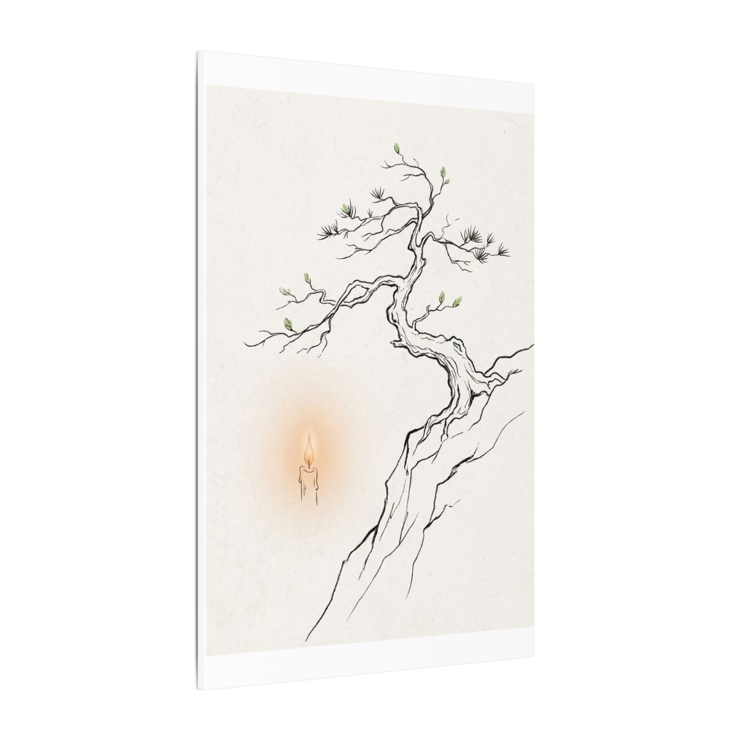 Candlelight Pine Tree Canvas Art - Japandi Shibui
