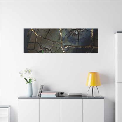 Dark Japandi Cracked Earth in Moonlight | Moody Minimal Canvas Art
