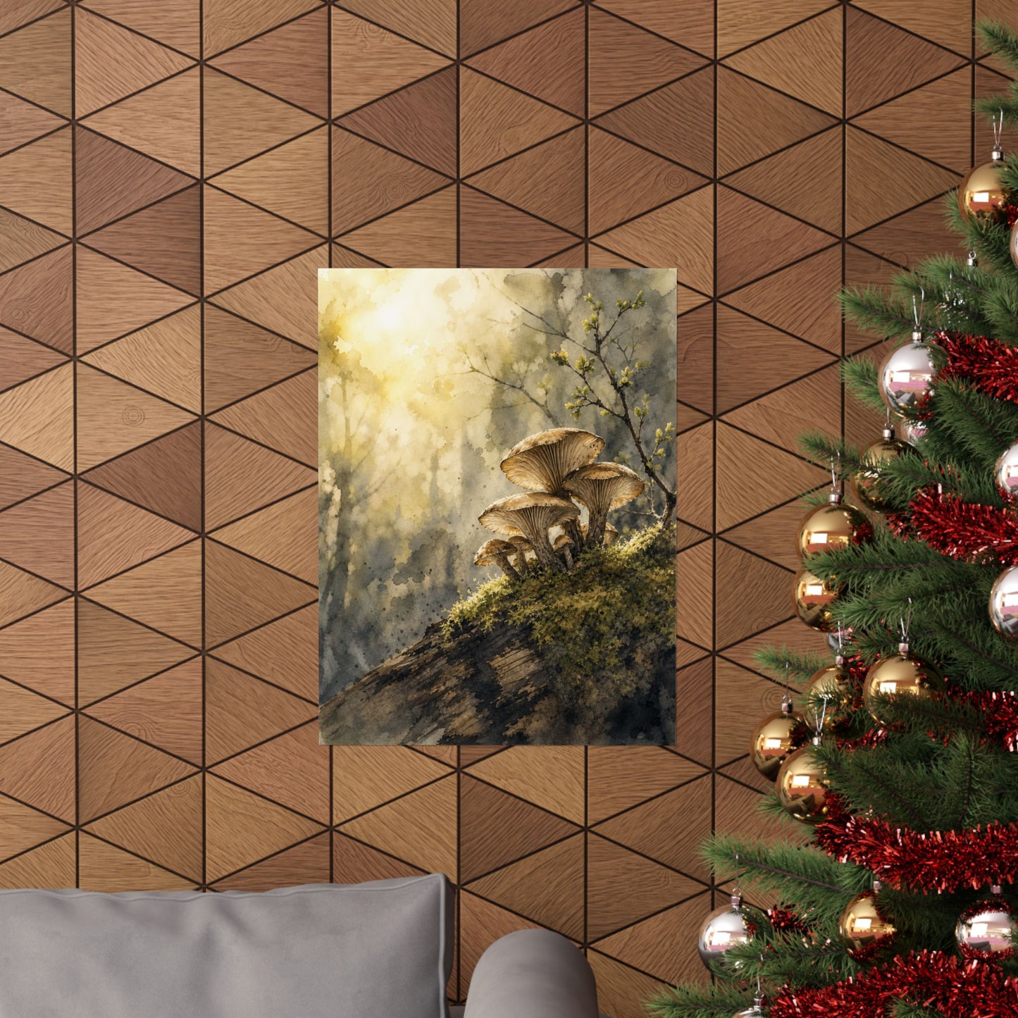 Wild Mushrooms Spring Wall Art Print | Japandi Earthy Design