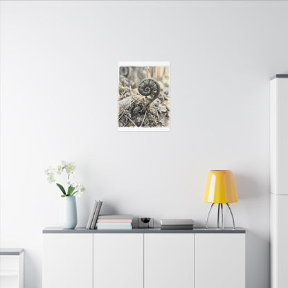 Japandi Fern Unfurling in Golden Hour | Watercolor Canvas Art