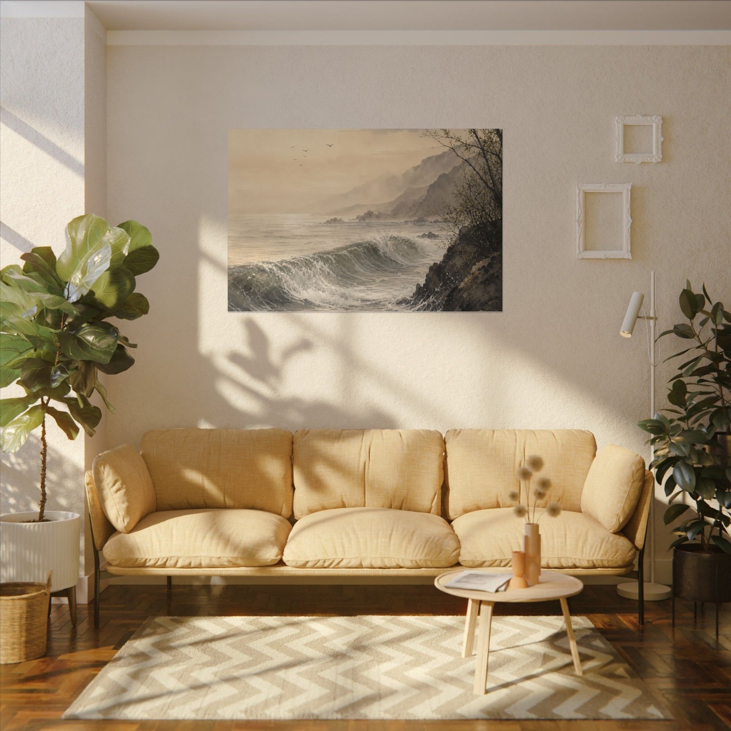 Ocean Wave Spring Canvas Art | Japandi Elegant Design