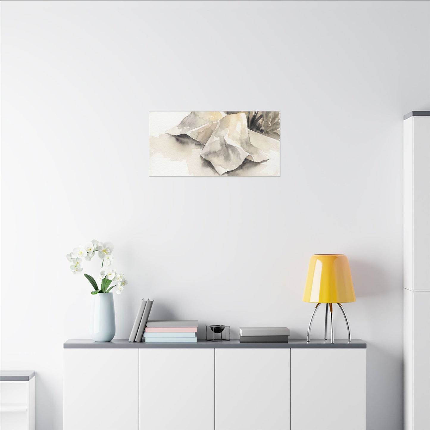 Paper Fold Watercolor Canvas Art | Warm Japandi Art