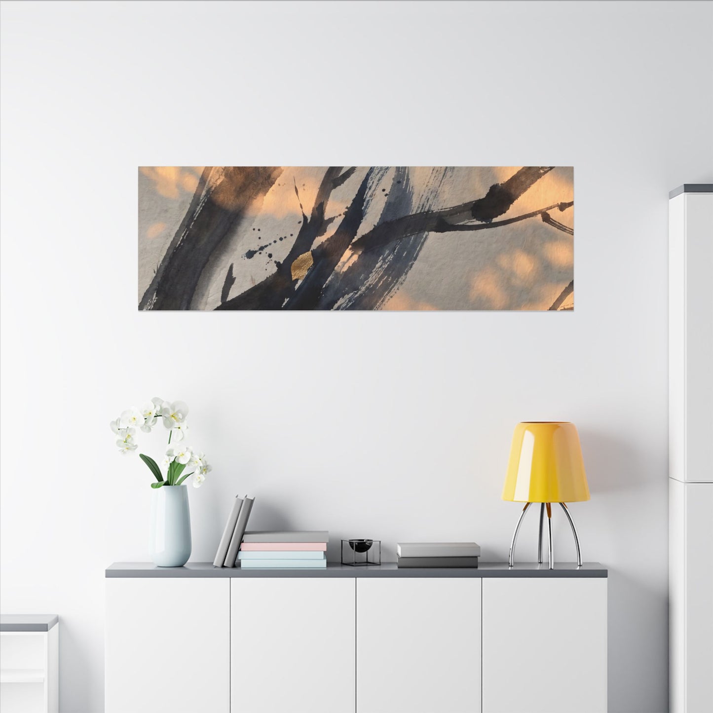 Datsuzoku Ink Brushstroke Canvas Art - Dark Japandi Shadow Zen