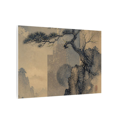 Japandi Pine Tree in Moonlight | Japanese Pattern Canvas Art