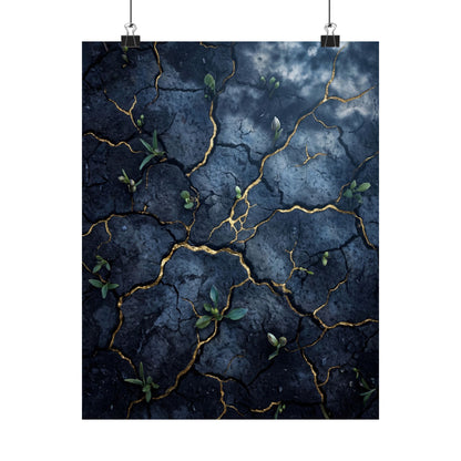 Shibui Cracked Earth Wall Art Print - Kintsugi Broken Beauty Art Print