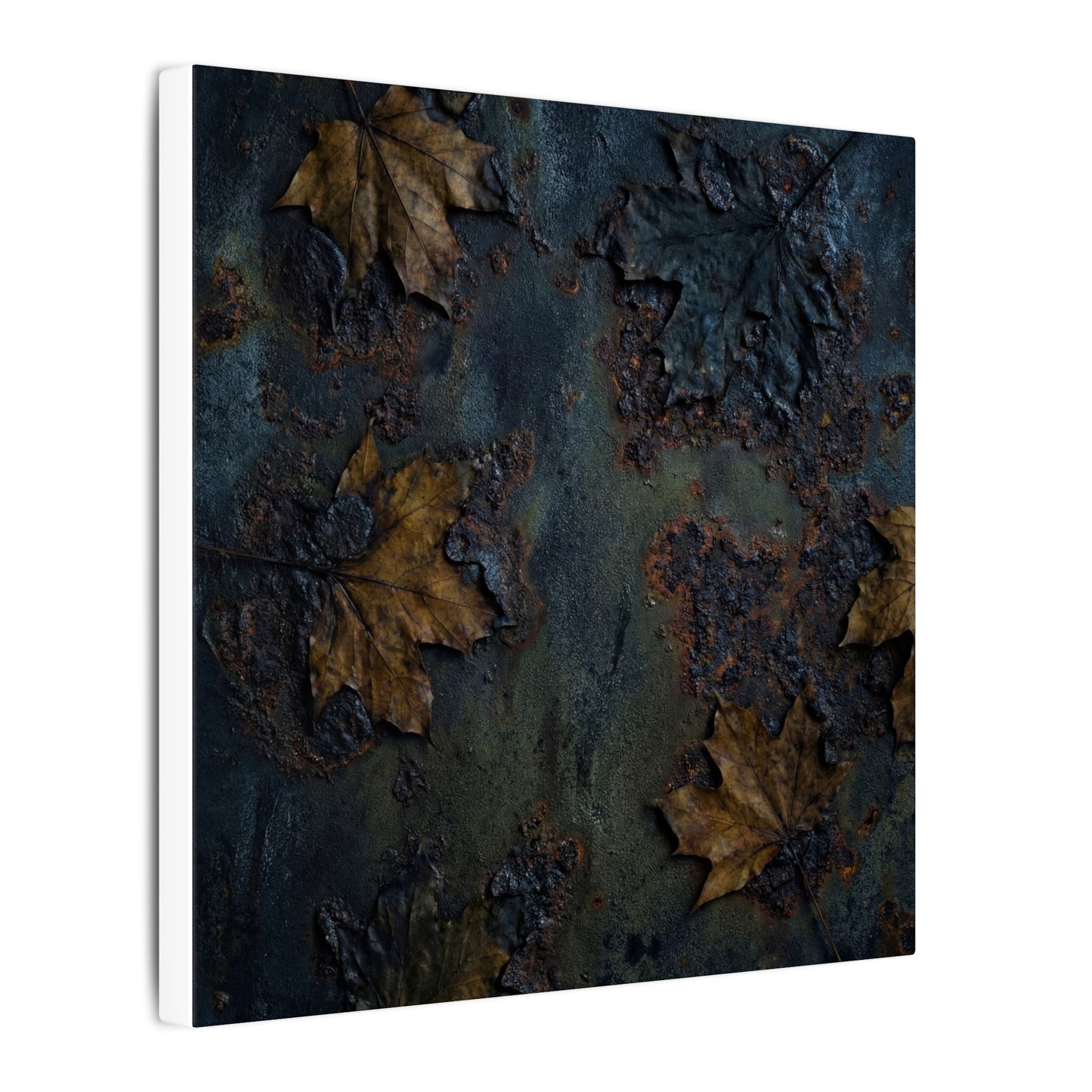 Shibui Rust Patina Canvas Art - Dark Japandi Charcoal Ink