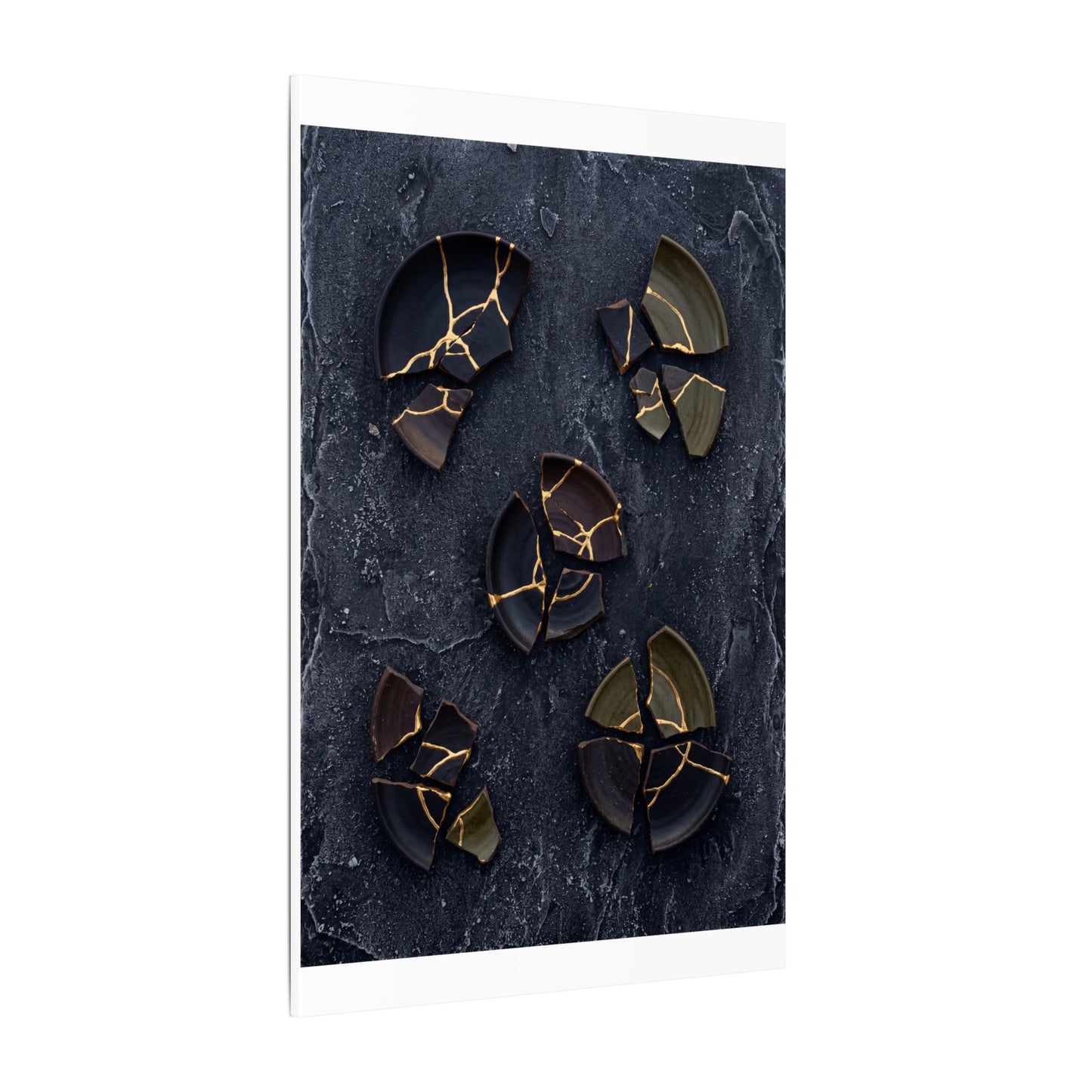 Broken Pottery Canvas Art | Winter Dark Japandi Shadow Zen Art