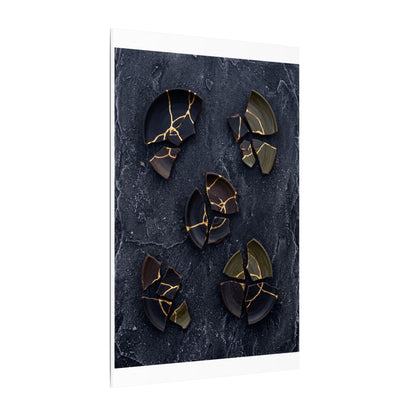 Broken Pottery Canvas Art | Winter Dark Japandi Shadow Zen Art