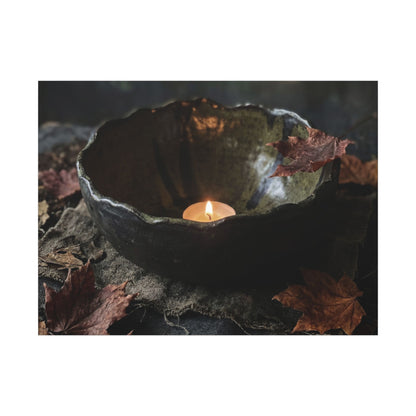 Candlelight Ceramic Bowl Canvas Art - Dark Japandi Kanso
