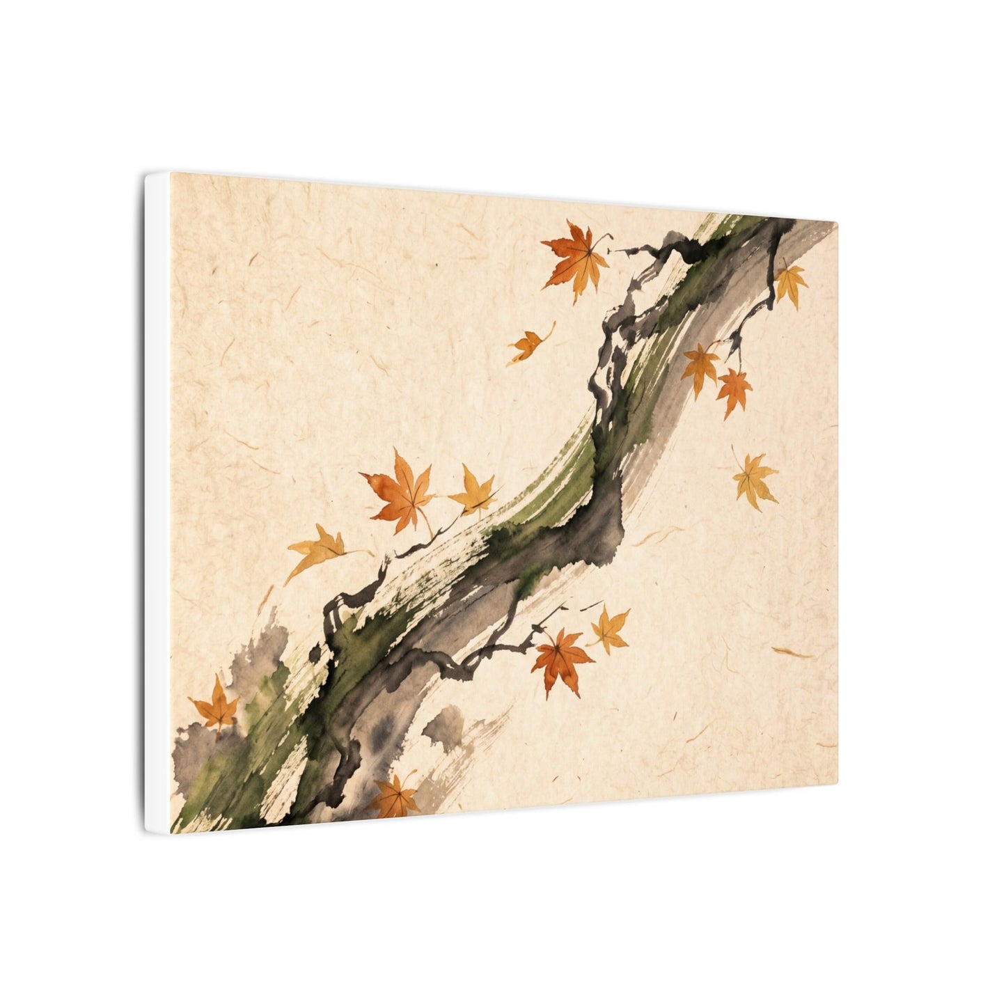 Ink Brushstroke Autumn Canvas Art | Zen Calm Design