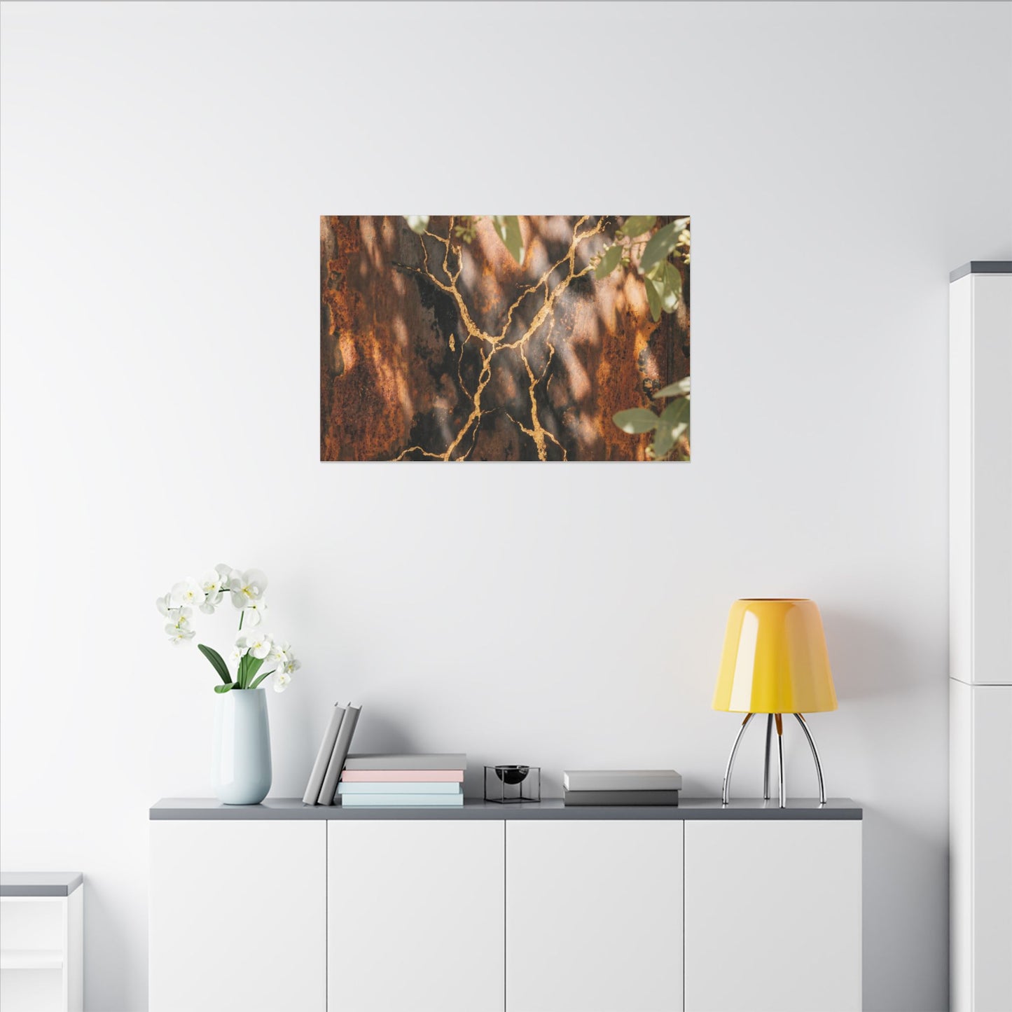 Kanso Rust Patina Canvas Art - Kintsugi Gold Vein