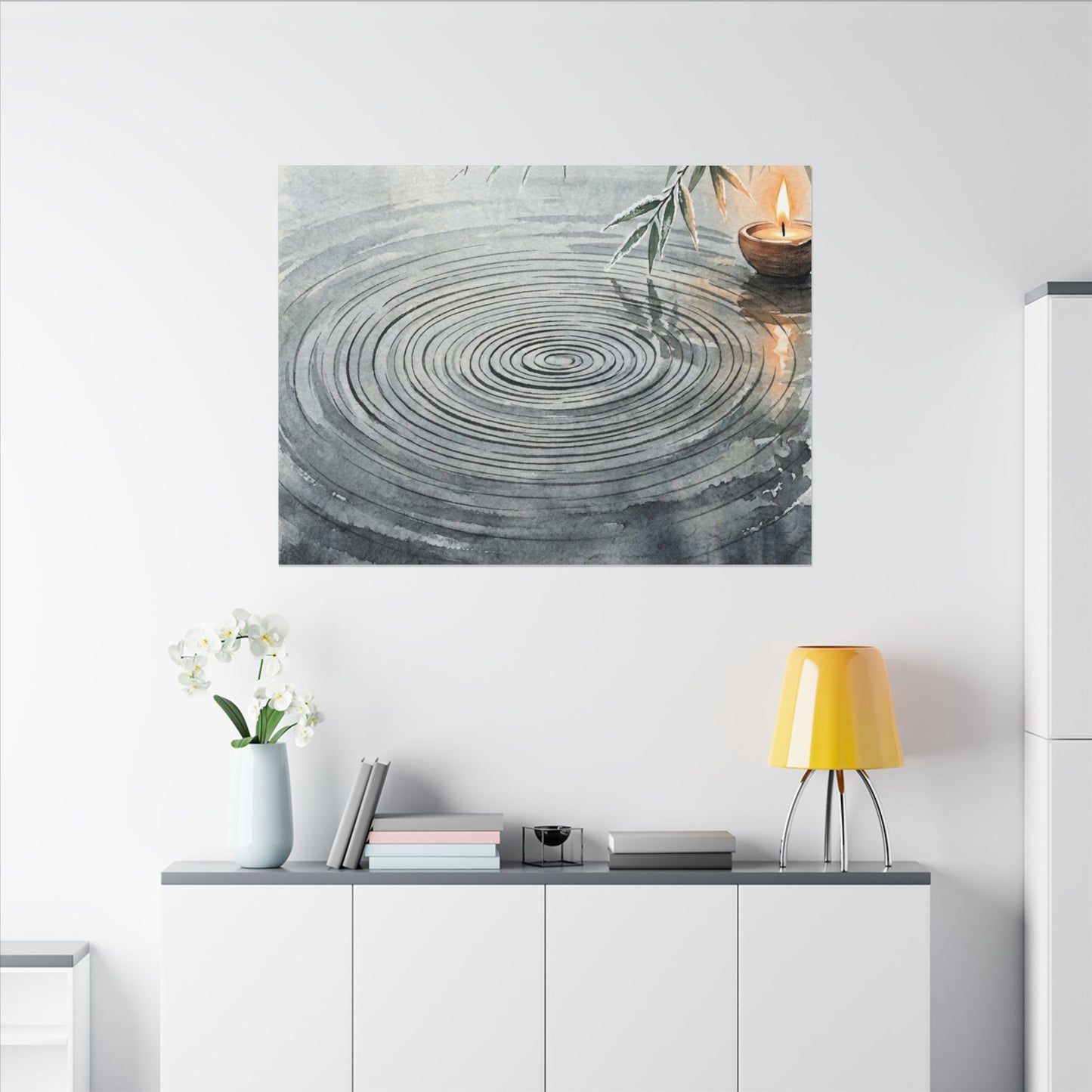 Water Ripple Sumi E Canvas Art | Calm Zen Art