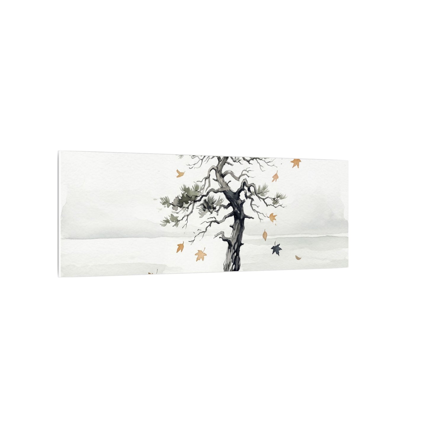 Japandi Pine Tree in Overcast | Watercolor Canvas Art