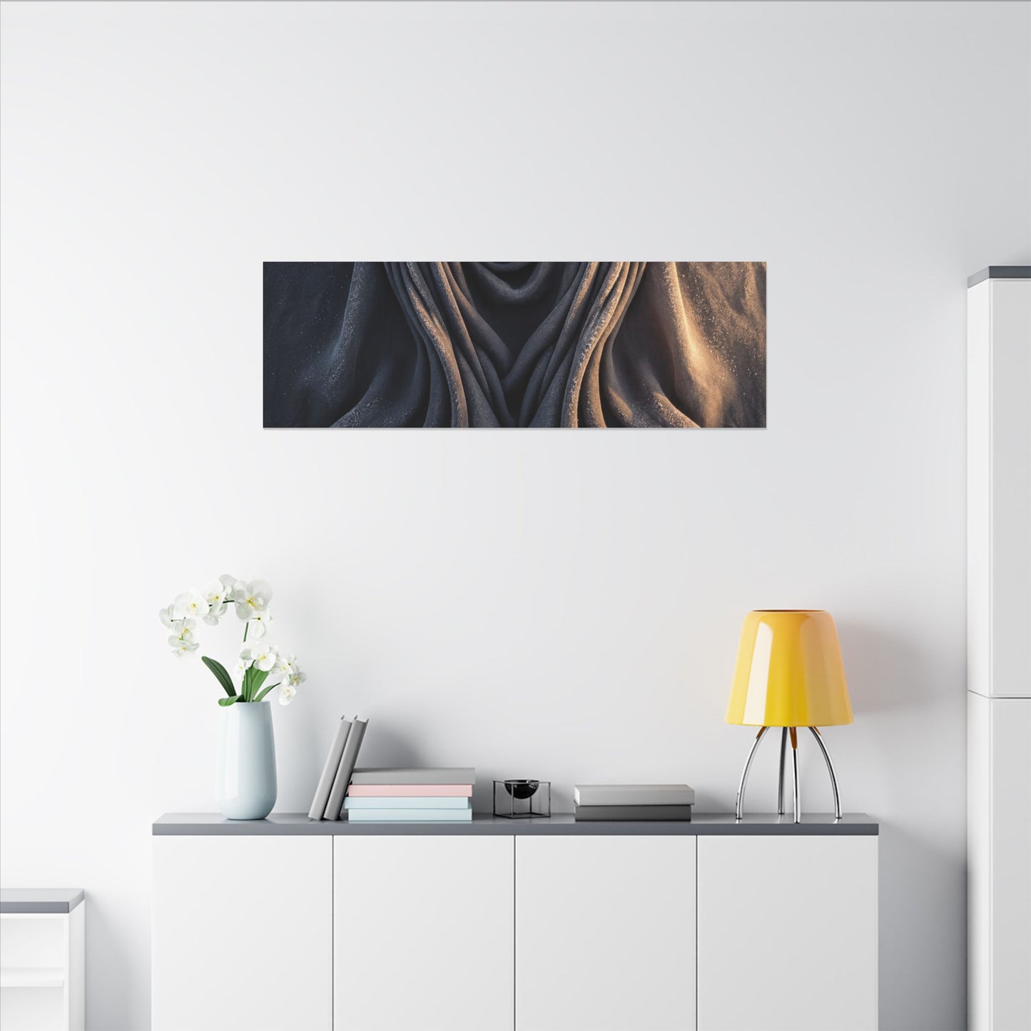 Moody Silk Drape Canvas Art - Shadow Zen Dark Japandi