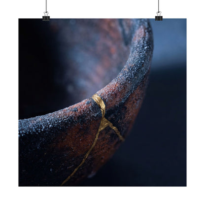Ceramic Bowl Wall Art Print | Winter Kintsugi Broken Beauty Art