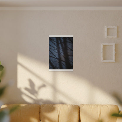 Dark Japandi Shadow Play in Moonlight | Moody Minimal Canvas Art