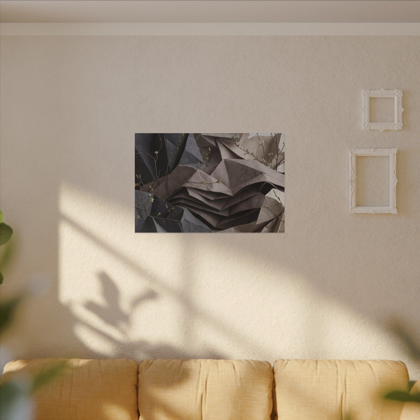 Neutral Paper Fold Canvas Art - Texture Japandi