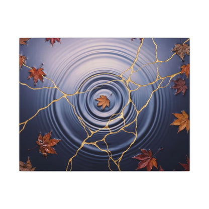 Kintsugi Water Ripple in Dawn | Gold Vein Canvas Art