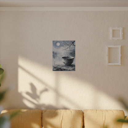 Seijaku Ceramic Bowl Canvas Art - Zen Sumi E