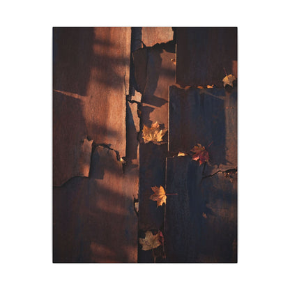 Seijaku Rust Patina Canvas Art - Dark Japandi Shadow Zen