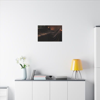 Candlelight Silk Drape Canvas Art - Dark Japandi Ma