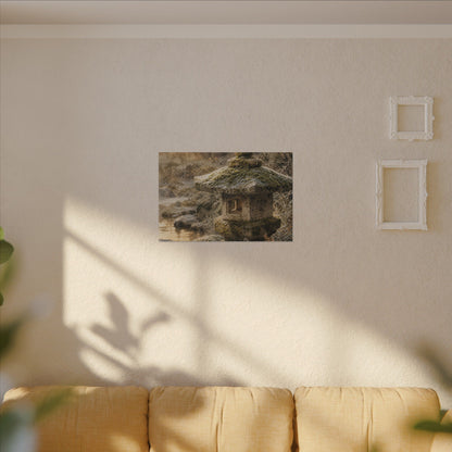 Winter Stone Lantern Watercolor Canvas Art | Earthy Decor