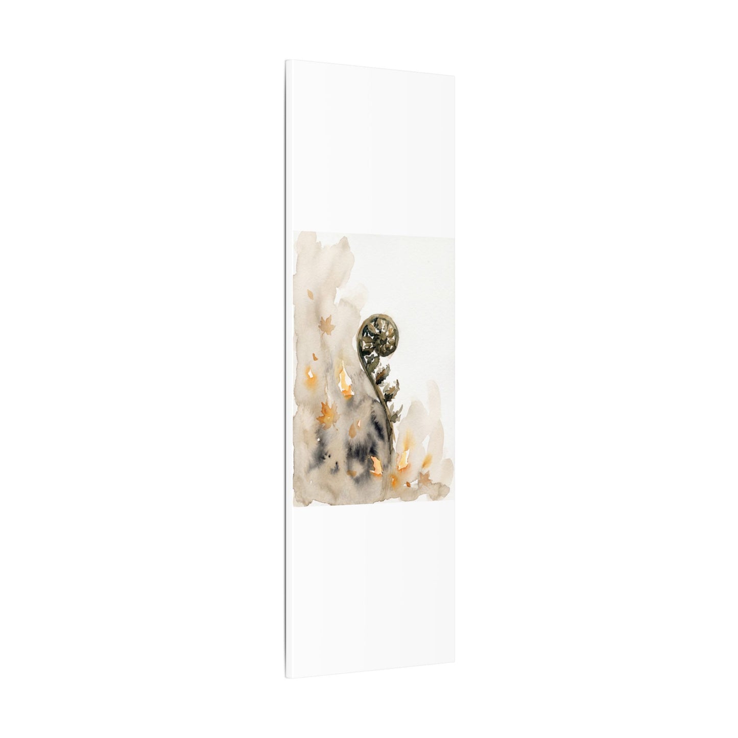 Fern Unfurling Watercolor Canvas Art | Earthy Japandi Art