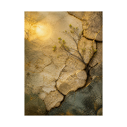 Cracked Earth Texture Wall Art Print | Earthy Japandi Art