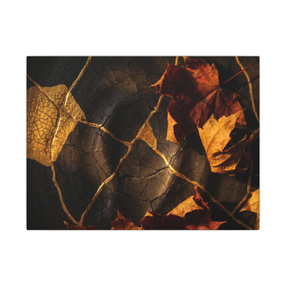 Resilient Shadow Play Canvas Art - Crackle Gold Kintsugi
