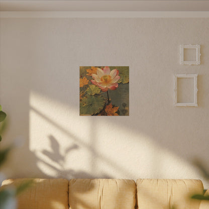 Autumn Lotus Flower Herbarium Canvas Art | Rustic Decor