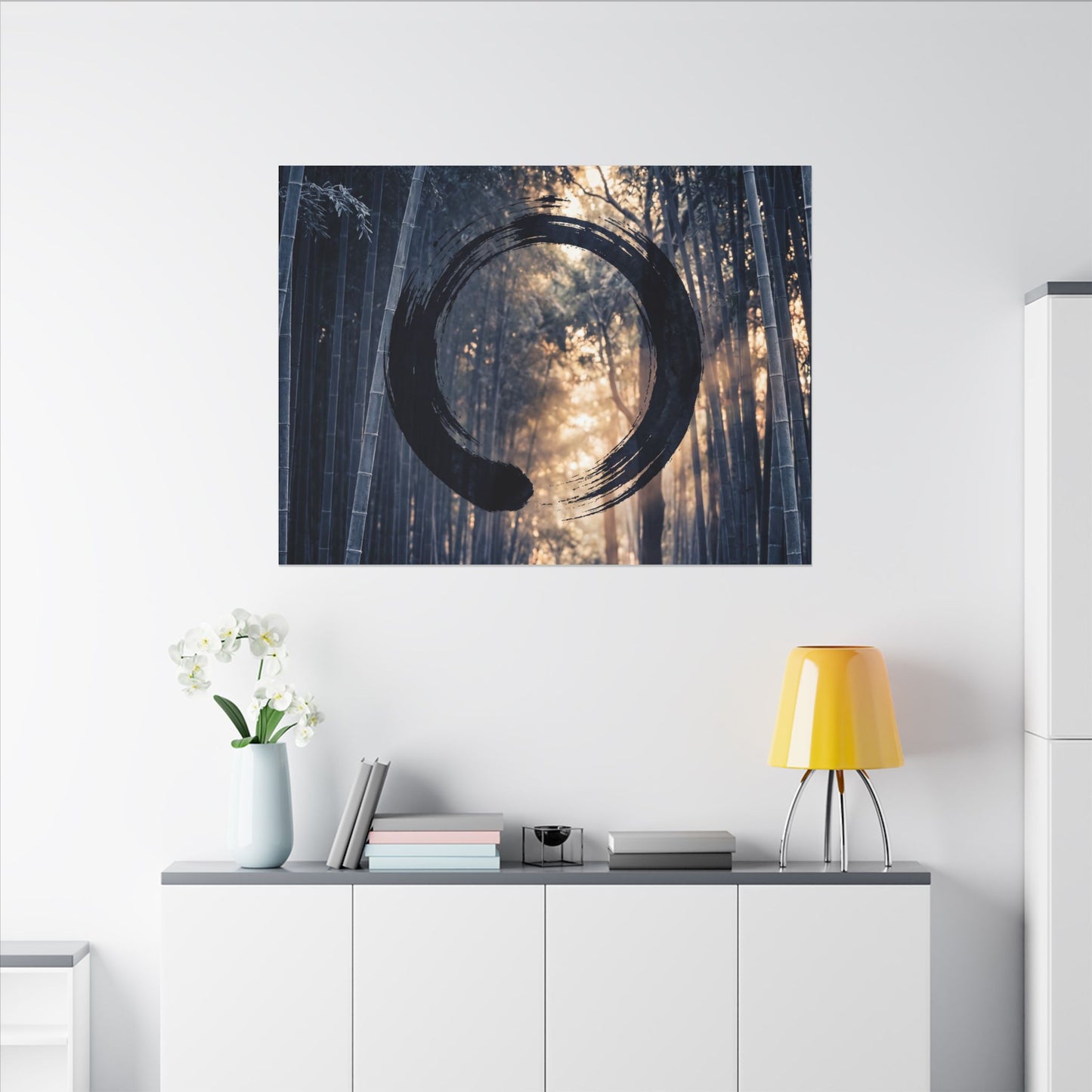Bamboo Grove Canvas Art | Winter Zen Enso Art