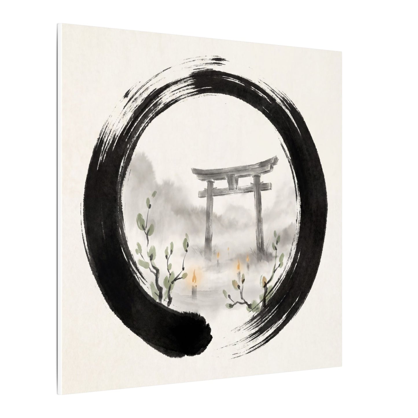 Spring Torii Gate Enso Canvas Art | Tranquil Decor