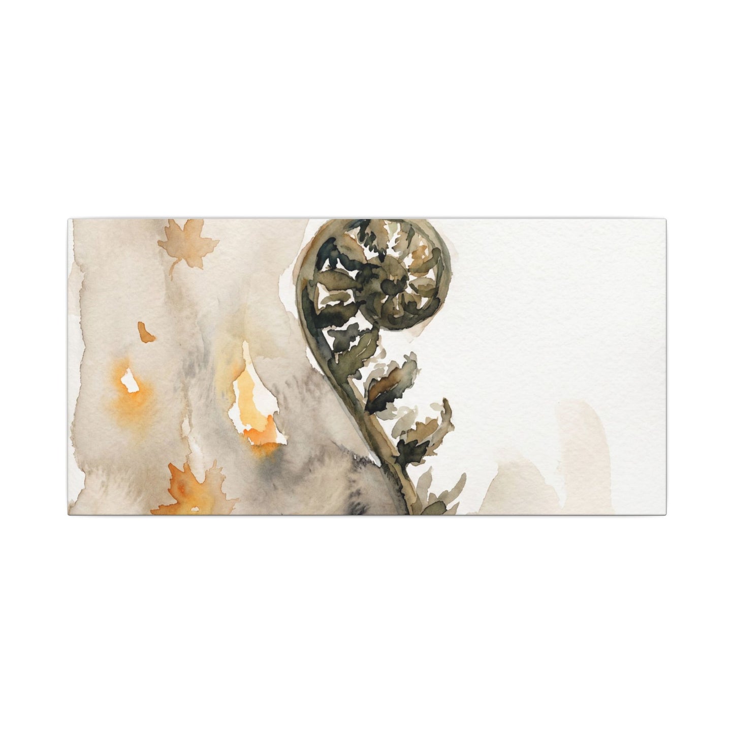 Fern Unfurling Watercolor Canvas Art | Earthy Japandi Art