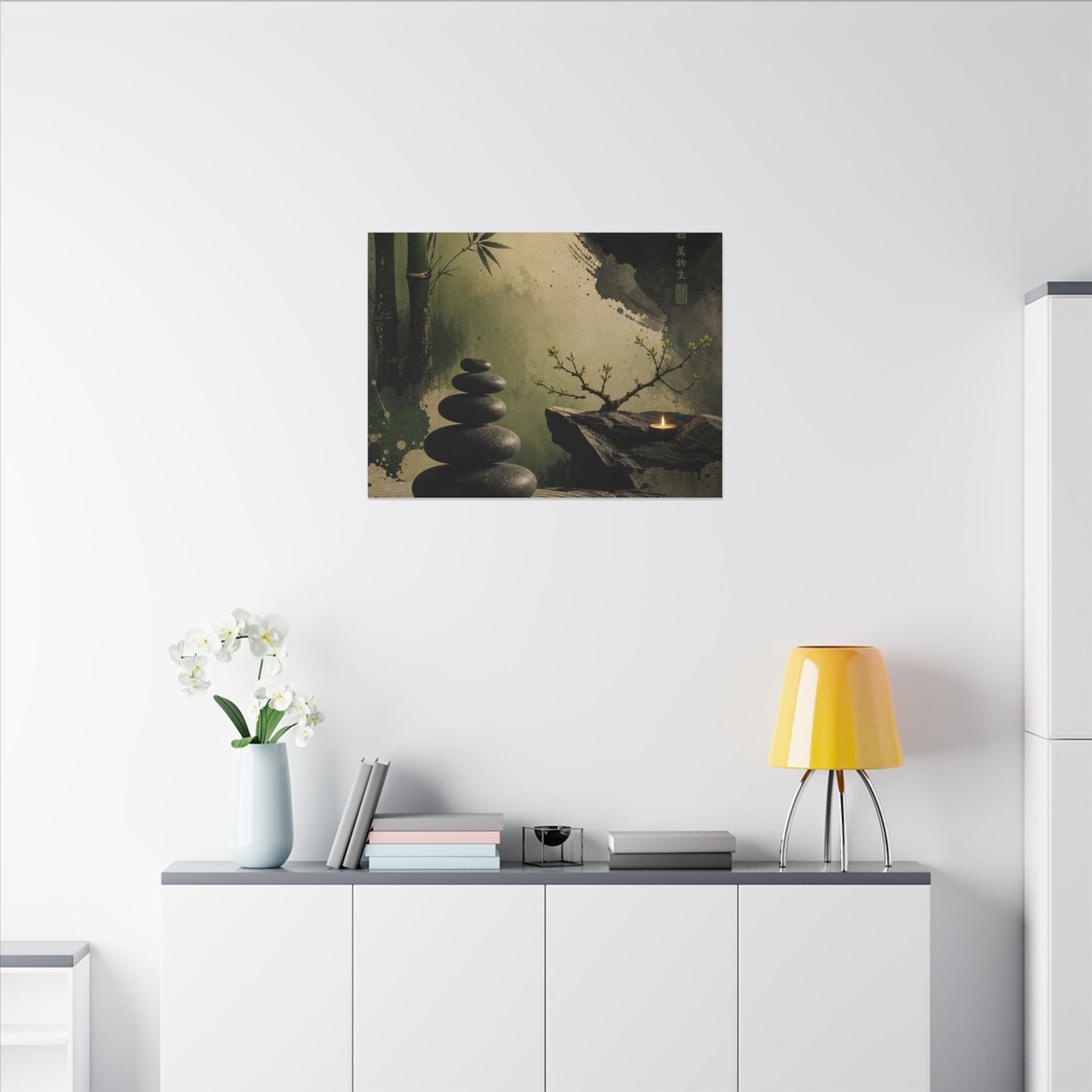 River Stones Spring Canvas Art | Zen Contemplative Design