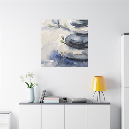 River Stones Watercolor Canvas Art | Cozy Japandi Art