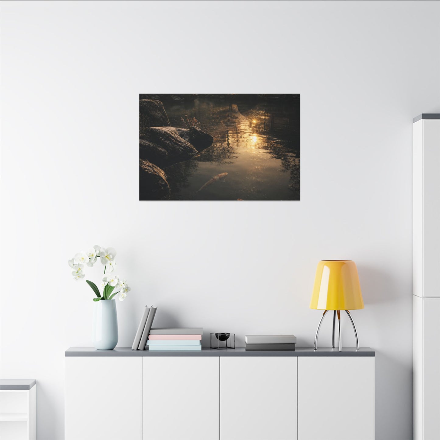 Winter Koi Pond Shadow Zen Canvas Art | Bold Decor