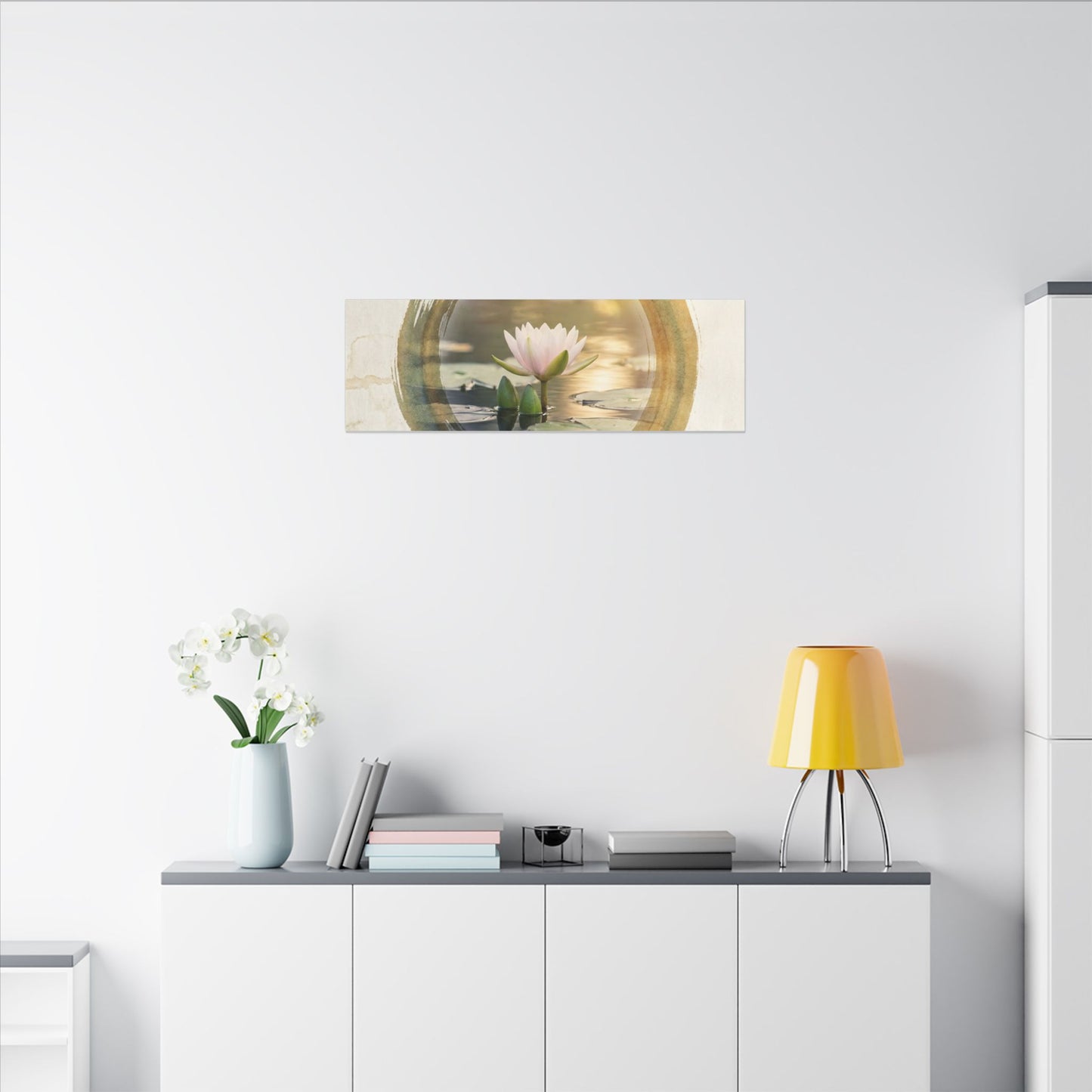 Peaceful Lotus Flower Canvas Art - Enso Zen