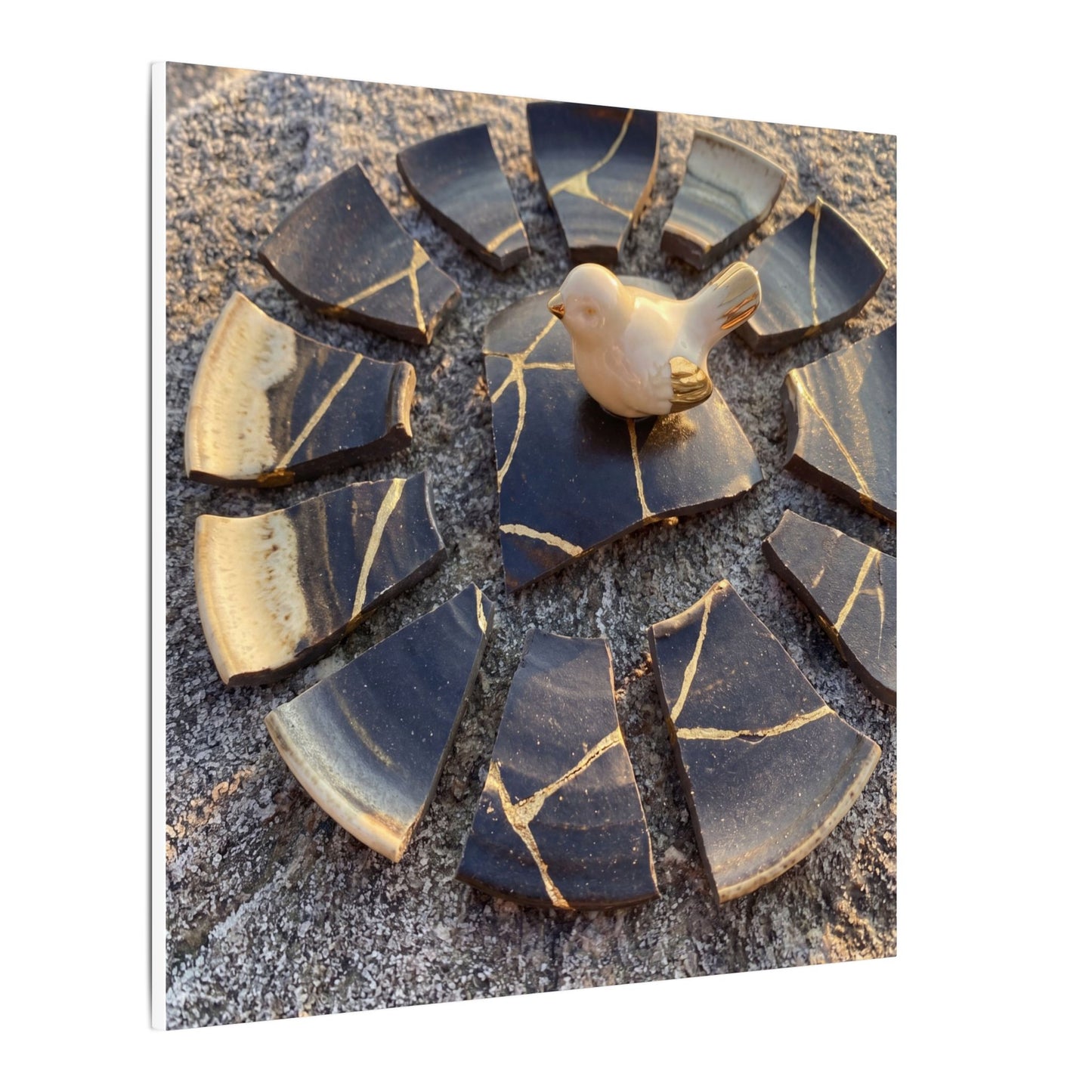 Golden Hour Broken Pottery Canvas Art - Kintsugi Datsuzoku