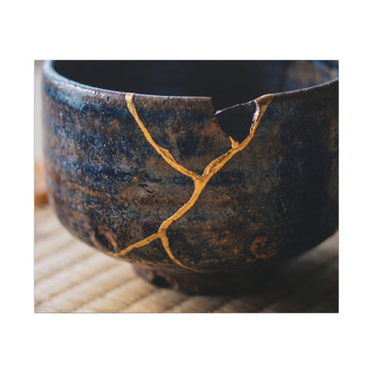 Tea Ceremony Autumn Canvas Art | Kintsugi Healing Design