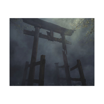 Dark Japandi Torii Gate in Dappled | Moody Minimal Canvas Art
